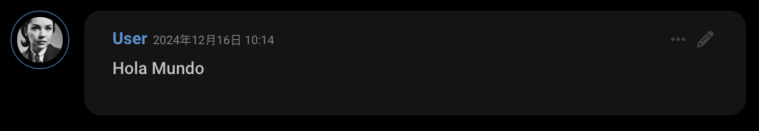 User message in Spanish, 'Hola Mundo/Hello world'